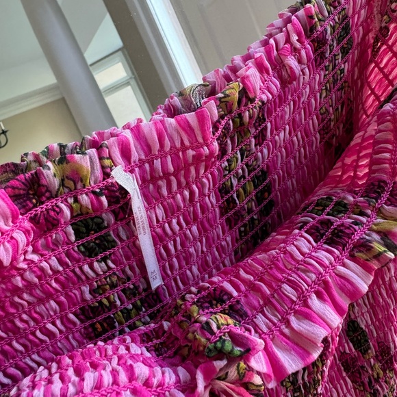 Free People Alejandra Midi Dress Pink Floral Tiered Size M-read - Picture 9 of 9